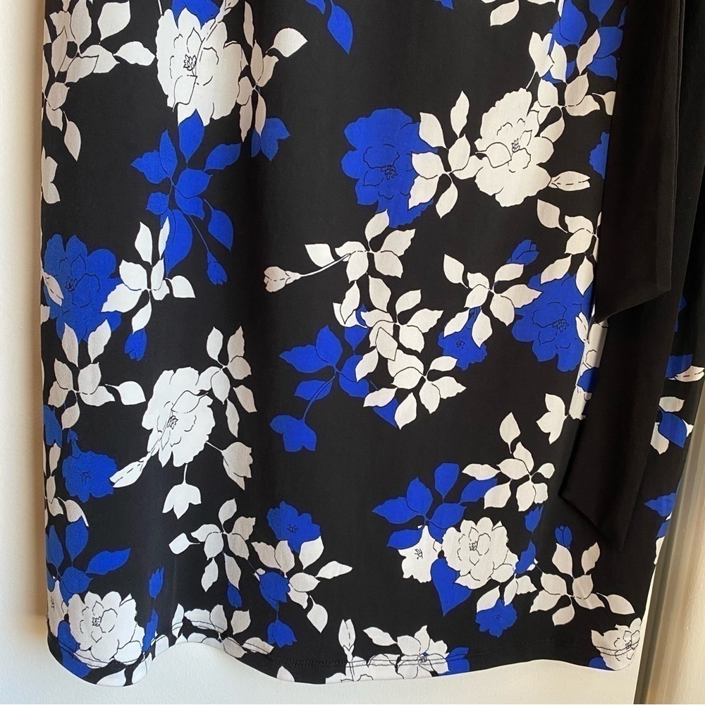 Motherhood Maternity Black/ Blue/ White Floral Side-Tie Knit Dress Size XL - Picture 4 of 11